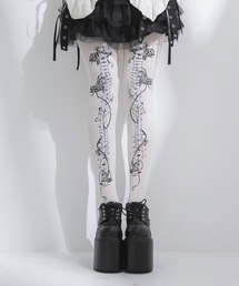 Diable baiser（ディアブルベーゼ）の「薔薇×骨×王冠プリントタイツ（タイツ/ストッキング）」