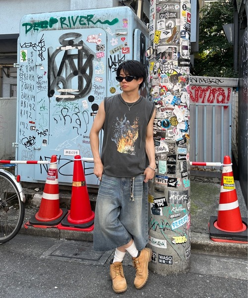ADAMASTE(アダマスト)の「cutoff graphic pigment sleeveless T-shirt - カットオフグラフィックピグメントノースリーブ(Tシャツ/カットソー・メンズ・ブラック系その他/ブラック系その他2・MEDIUM/LARGE)」の10枚目の写真