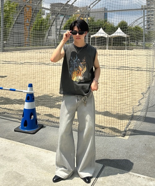 ADAMASTE(アダマスト)の「cutoff graphic pigment sleeveless T-shirt - カットオフグラフィックピグメントノースリーブ(Tシャツ/カットソー・メンズ・ブラック系その他/ブラック系その他2・MEDIUM/LARGE)」の9枚目の写真