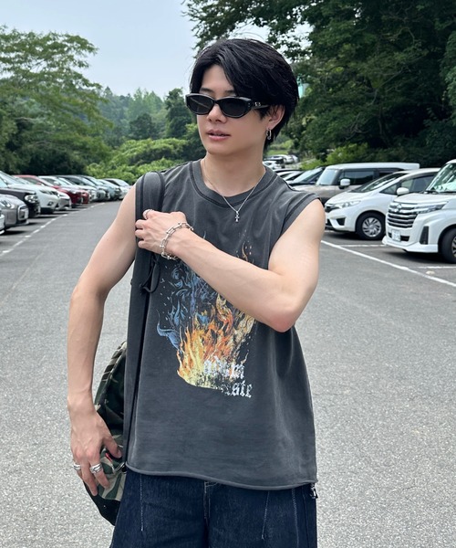 ADAMASTE(アダマスト)の「cutoff graphic pigment sleeveless T-shirt - カットオフグラフィックピグメントノースリーブ(Tシャツ/カットソー・メンズ・ブラック系その他/ブラック系その他2・MEDIUM/LARGE)」の5枚目の写真