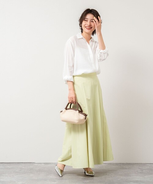 NOLLEY’S Sophi（ノーリーズソフィ）の「高機能 タスランフレアロングスカート（スカート・レディース・ホワイト/ベージュ/ライトグリーン・34/36/38）」の5枚目の写真