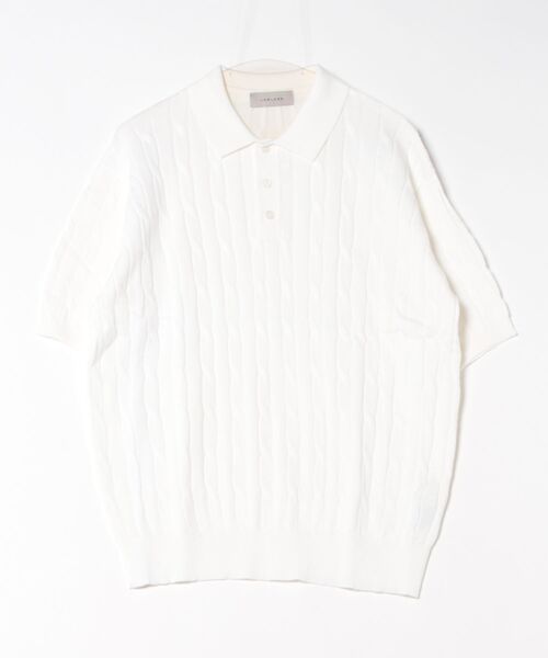 a.p.o.v.（エーピーオービー）の「a.p.o.v. ケーブルニットオーバーサイズポロシャツ（ポロシャツ・メンズ・ホワイト/グレー/ネイビー/ブラック・ONESIZE）」の7枚目の写真
