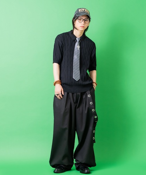 a.p.o.v.（エーピーオービー）の「a.p.o.v. ケーブルニットオーバーサイズポロシャツ（ポロシャツ・メンズ・ホワイト/グレー/ネイビー/ブラック・ONESIZE）」の12枚目の写真