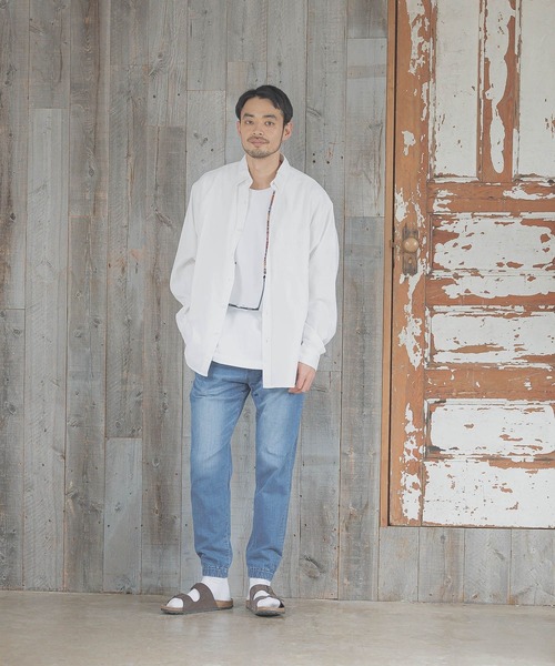 BAYFLOW（ベイフロー）の「[幅広いシーンで活躍]ストレッチリネンシャツ（シャツ/ブラウス・メンズ・ピンク/チャコール/オフホワイト/ブルー・MEDIUM/LARGE）」の6枚目の写真