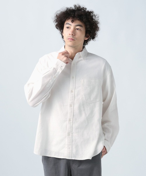 BAYFLOW（ベイフロー）の「[幅広いシーンで活躍]ストレッチリネンシャツ（シャツ/ブラウス・メンズ・ピンク/チャコール/オフホワイト/ブルー・MEDIUM/LARGE）」の13枚目の写真