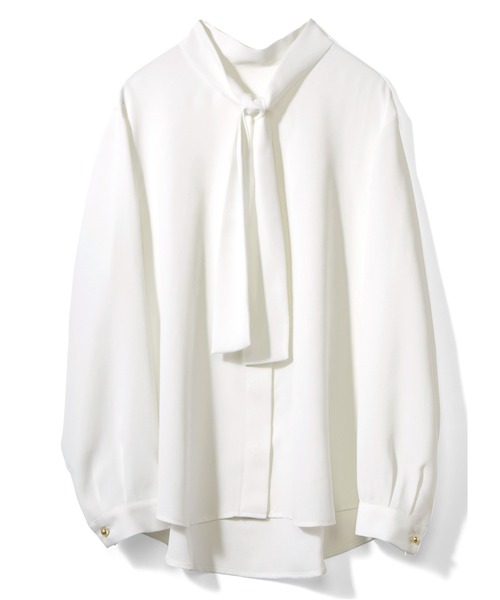 IEDIT（イディット）の「ＩＥＤＩＴ　シックに着こなすボウタイブラウス（シャツ/ブラウス・レディース・ホワイト/ブルー・M/L/LL/S/3L/4L）」の11枚目の写真