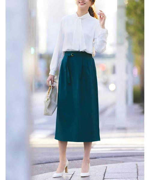 IEDIT（イディット）の「ＩＥＤＩＴ　シックに着こなすボウタイブラウス（シャツ/ブラウス・レディース・ホワイト/ブルー・M/L/LL/S/3L/4L）」の3枚目の写真