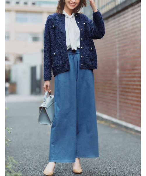 IEDIT（イディット）の「ＩＥＤＩＴ　シックに着こなすボウタイブラウス（シャツ/ブラウス・レディース・ホワイト/ブルー・M/L/LL/S/3L/4L）」の5枚目の写真