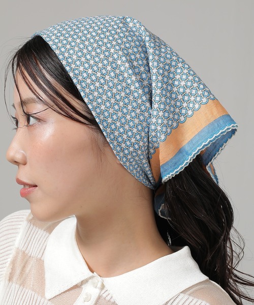 セール】縁レース ヘッドスカーフ 55×55cm レトロ ヴィンテージ