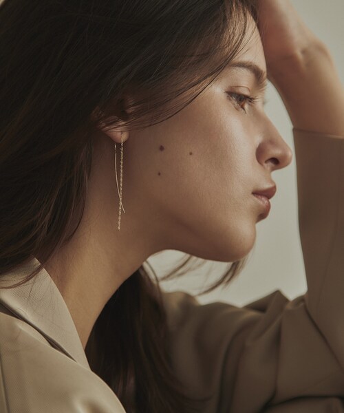 COCOSHNIK(ココシュニック)の「K10クリスクロスチェーンフリンジ ピアス(ピアス(両耳用)・レディース・その他1・00)」の8枚目の写真