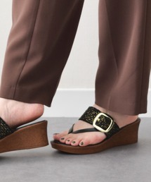 ITALIANイタリアンシューメーカー 37 ゴールド ウェッジサンダル イタリアンシューメーカーズ ITALIAN SHOEMAKERS メタルモチーフ