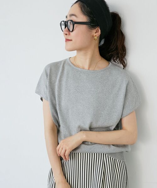 le.coeur blanc(ルクールブラン)の「《手洗い可能》フレンチスリーブラメニット(ニット/セーター・レディース・グレー/ラベンダー/ベージュ・38)」の18枚目の写真