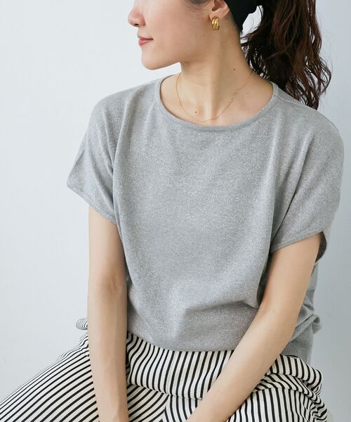 le.coeur blanc(ルクールブラン)の「《手洗い可能》フレンチスリーブラメニット(ニット/セーター・レディース・グレー/ラベンダー/ベージュ・38)」の19枚目の写真