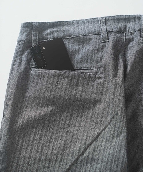 UNION STATION（ユニオンステーション）の「クロップド ハイパーストレッチヘリンボンパンツ（その他パンツ・メンズ・ブラック/サックスブルー/チャコールグレー/ホワイト/ライトグレー・S/M/L/LL）」の15枚目の写真