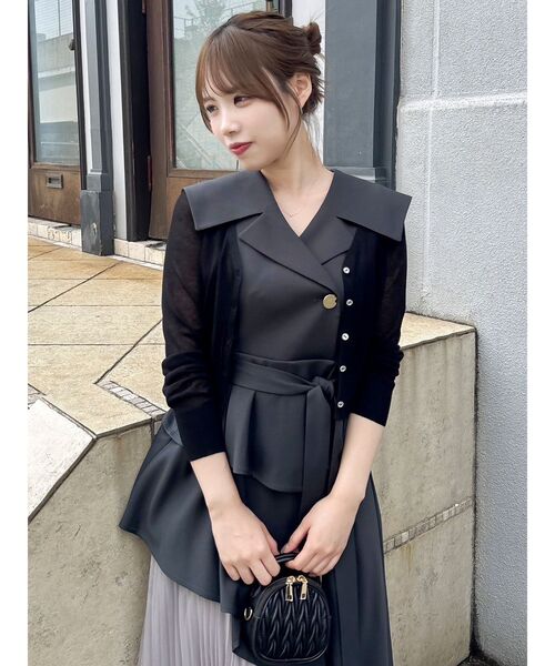 dazzlin（ダズリン）の「アシメプリーツトレンチワンピース（ワンピース・レディース・アイボリー/チャコールグレー/グレー/ブラウン・X-SMALL/SMALL/MEDIUM/LARGE）」の17枚目の写真