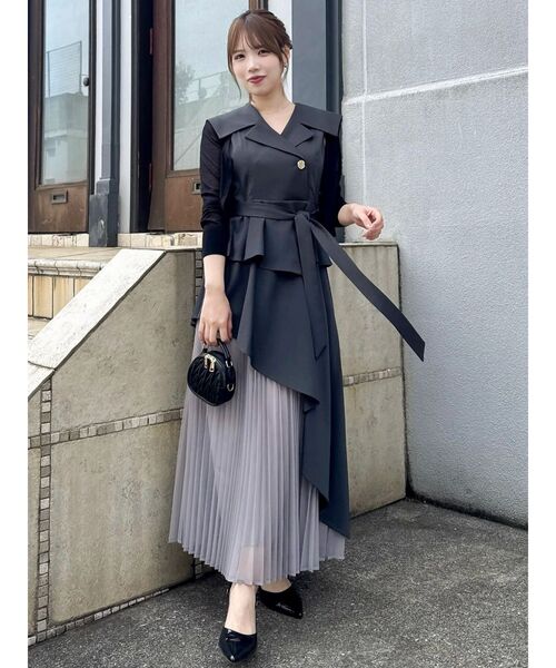 ⑧dazzlin ダズリン アシメプリーツトレンチワンピース セール】アシメプリーツトレンチワンピース（ワンピース