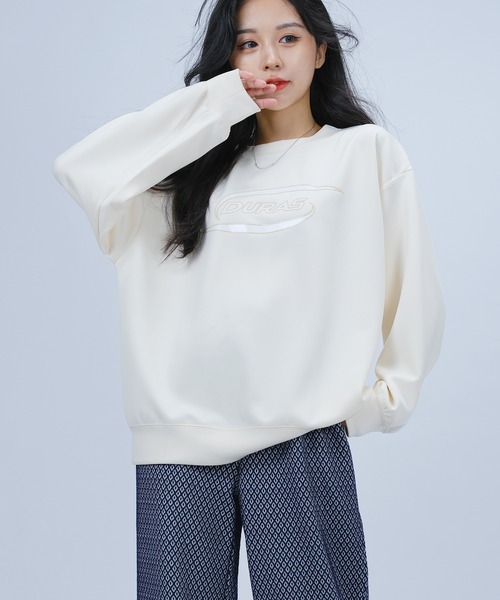 DURAS（デュラス）の「ロゴスウェットプルオーバー（スウェット・レディース・オフホワイト/チャコール/オレンジ・MEDIUM/SMALL）」の2枚目の写真