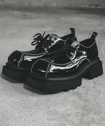 Shoowtime(VE^C)Synthetic leather patent stitch design square toe hole shoes / vpegXeb`fUCXNGAgDz[V[Y(u[c)