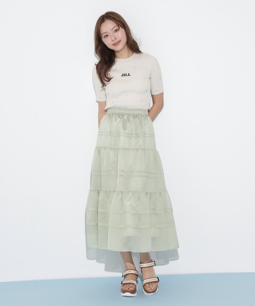 JILL by JILL STUART（ジルバイジルスチュアート）の「◇タックティアードシアースカート（スカート・レディース・ホワイト/ピンク/グリーン・FREE）」の5枚目の写真