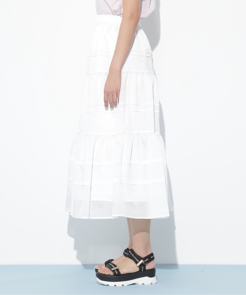 JILL by JILL STUART（ジルバイジルスチュアート）の「◇タックティアードシアースカート（スカート・レディース・ホワイト/ピンク/グリーン・FREE）」の11枚目の写真