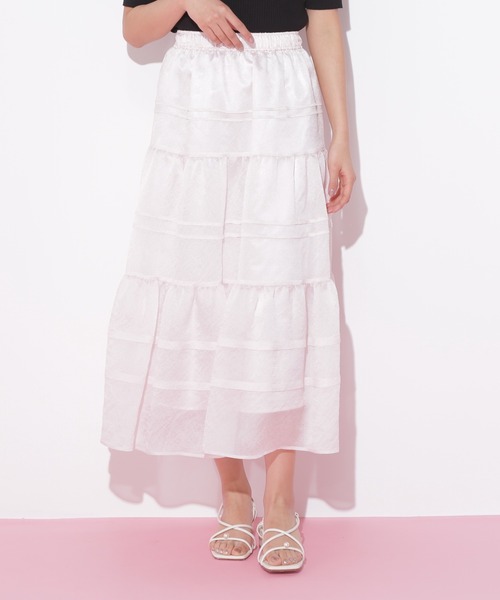 JILL by JILL STUART（ジルバイジルスチュアート）の「◇タックティアードシアースカート（スカート・レディース・ホワイト/ピンク/グリーン・FREE）」の13枚目の写真