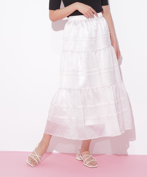 JILL by JILL STUART（ジルバイジルスチュアート）の「◇タックティアードシアースカート（スカート・レディース・ホワイト/ピンク/グリーン・FREE）」の14枚目の写真