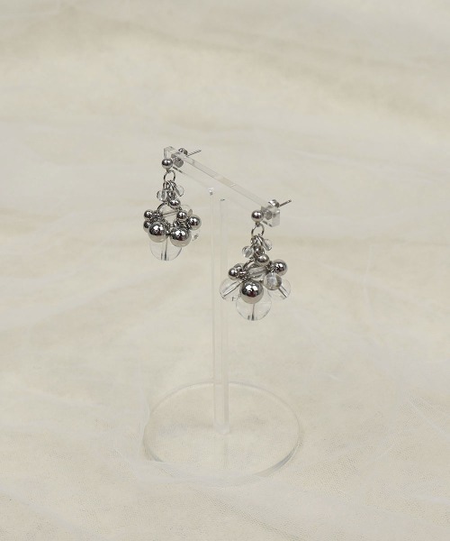 CEMONEMO(セモネモ)の「【金属アレルギー対応】 メタル×クリア ボリューム ボール ピアス / チタンポスト(ピアス(両耳用)・レディース・ゴールド/シルバー・FREE)」の6枚目の写真