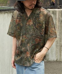 メッシュ総柄半袖シャツ
