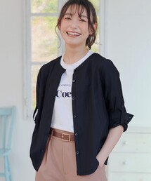 ノーカラーシアーシャツ
