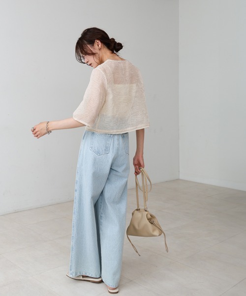 Bab(バブ)の「フロントホック刺繍ブラウスジャケット(ノーカラージャケット・レディース・アイボリー/ブラック・M)」の4枚目の写真