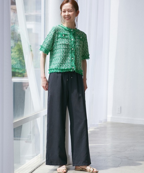 ROPE' PICNIC（ロペピクニック）の「【サマー・ツイード】ハーフスリーブカーディガン（カーディガン/ボレロ・レディース・キナリ/ブラック系その他2/グリーン/ライトグレー・38）」の19枚目の写真