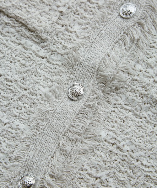 ROPE' PICNIC（ロペピクニック）の「【サマー・ツイード】ハーフスリーブカーディガン（カーディガン/ボレロ・レディース・キナリ/ブラック系その他2/グリーン/ライトグレー・38）」の8枚目の写真