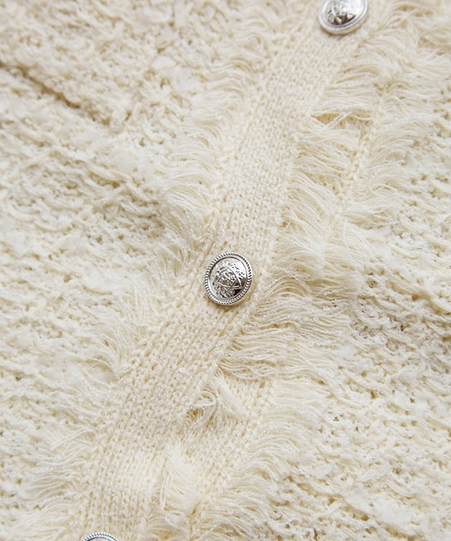 ROPE' PICNIC（ロペピクニック）の「【サマー・ツイード】ハーフスリーブカーディガン（カーディガン/ボレロ・レディース・キナリ/ブラック系その他2/グリーン/ライトグレー・38）」の7枚目の写真