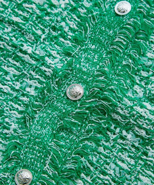 ROPE' PICNIC（ロペピクニック）の「【サマー・ツイード】ハーフスリーブカーディガン（カーディガン/ボレロ・レディース・キナリ/ブラック系その他2/グリーン/ライトグレー・38）」の6枚目の写真