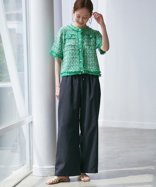 サマー・ツイード】ハーフスリーブカーディガン（カーディガン/ボレロ