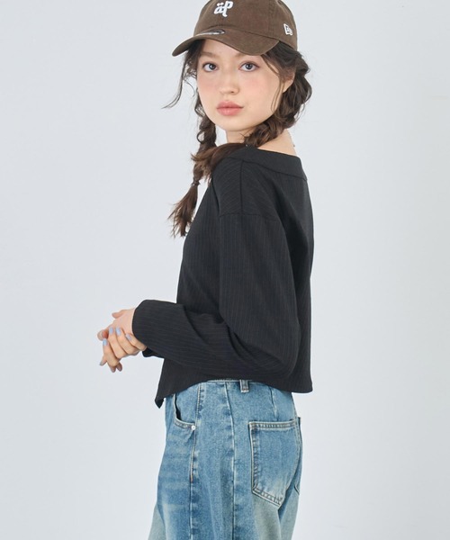 ANAP（アナップ）の「ウェーブデザインリブカーディガン（カーディガン/ボレロ・レディース・ブラック/ホワイト・FREE）」の11枚目の写真