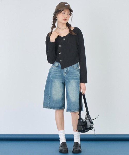 ANAP（アナップ）の「ウェーブデザインリブカーディガン（カーディガン/ボレロ・レディース・ブラック/ホワイト・FREE）」の13枚目の写真