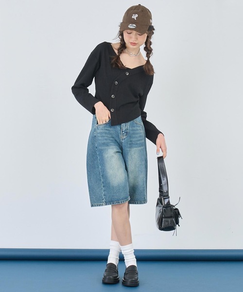 ANAP（アナップ）の「ウェーブデザインリブカーディガン（カーディガン/ボレロ・レディース・ブラック/ホワイト・FREE）」の14枚目の写真