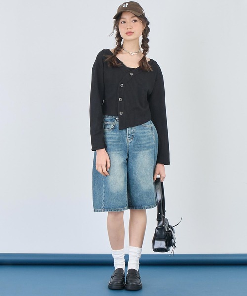 ANAP（アナップ）の「ウェーブデザインリブカーディガン（カーディガン/ボレロ・レディース・ブラック/ホワイト・FREE）」の15枚目の写真