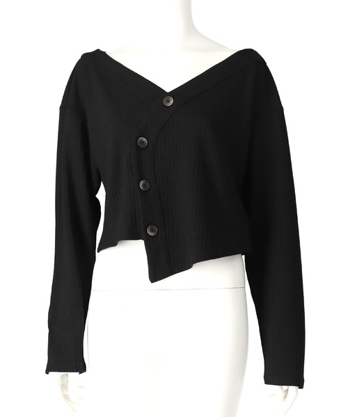 ANAP（アナップ）の「ウェーブデザインリブカーディガン（カーディガン/ボレロ・レディース・ブラック/ホワイト・FREE）」の19枚目の写真