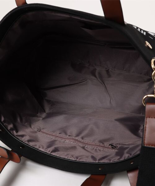 florist（フローリスト）の「2WAY ポイントレザー×キャンバスプリントトートバッグ/ショルダーバッグ（トートバッグ・レディース・ライトブルー/ブラック/ベージュ/ホワイト・FREE）」の12枚目の写真