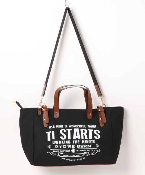 florist（フローリスト）の「2WAY ポイントレザー×キャンバスプリントトートバッグ/ショルダーバッグ（トートバッグ・レディース・ライトブルー/ブラック/ベージュ/ホワイト・FREE）」の13枚目の写真