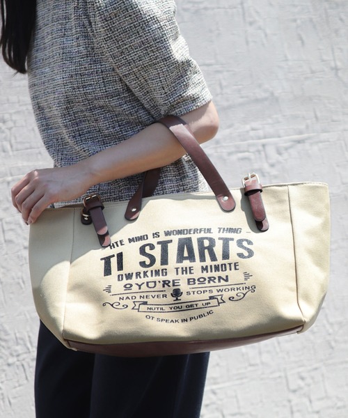 florist（フローリスト）の「2WAY ポイントレザー×キャンバスプリントトートバッグ/ショルダーバッグ（トートバッグ・レディース・ライトブルー/ブラック/ベージュ/ホワイト・FREE）」の5枚目の写真