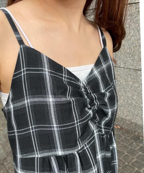 WEGO(ウィゴー)の「WEGO/チェックイレヘムキャミワンピース(ワンピース・レディース・ブラウン系その他2/ブラック系その他2・FREE)」の5枚目の写真