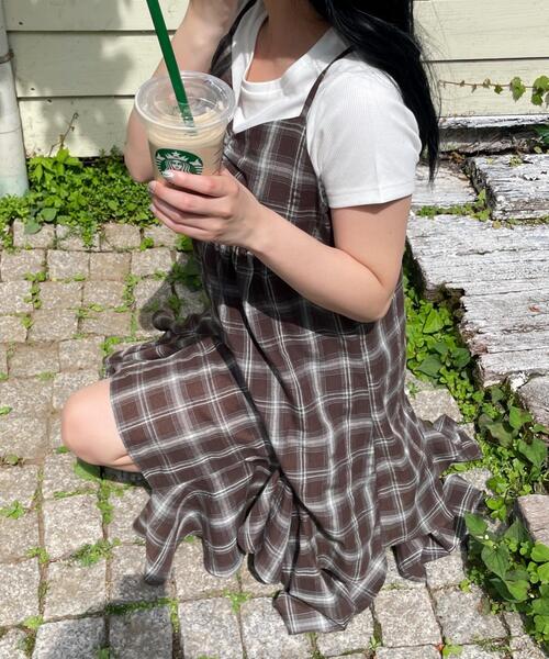 WEGO(ウィゴー)の「WEGO/チェックイレヘムキャミワンピース(ワンピース・レディース・ブラウン系その他2/ブラック系その他2・FREE)」の12枚目の写真