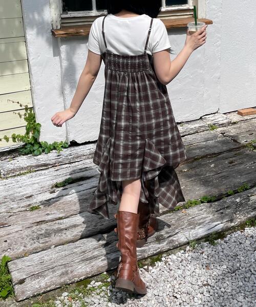 WEGO(ウィゴー)の「WEGO/チェックイレヘムキャミワンピース(ワンピース・レディース・ブラウン系その他2/ブラック系その他2・FREE)」の14枚目の写真