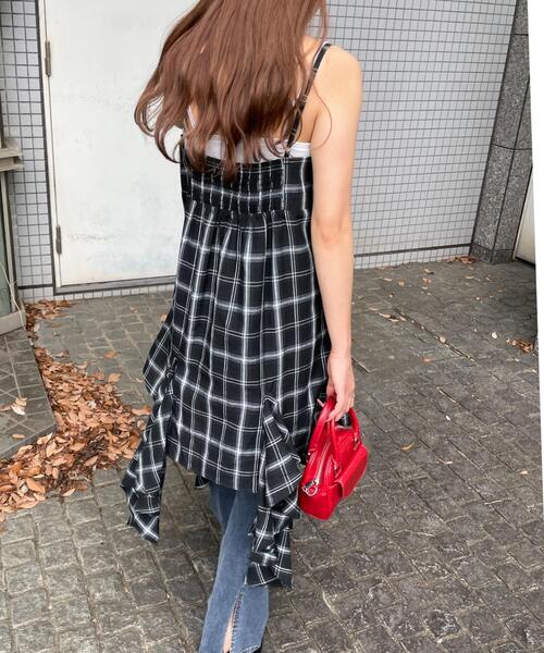 WEGO(ウィゴー)の「WEGO/チェックイレヘムキャミワンピース(ワンピース・レディース・ブラウン系その他2/ブラック系その他2・FREE)」の8枚目の写真