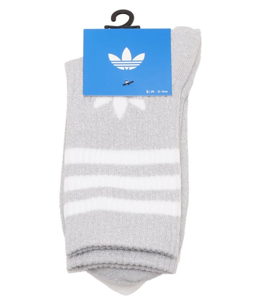 adidas（アディダス）の「adidas 3 STRIPES GLITTER CREW SOCKS 2 PAIRS / アディダス 3 ストライプ グリッター クルーソックス 2 ペアー（ソックス/靴下・メンズ・グレー×ホワイト・L/M/S）」の2枚目の写真