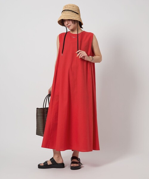 ★新品★ルコックスポルティフ　スタンドZIPノースリワンピース M オレンジ ルコックスポルティフ ゴルフ LQ 【UPF50+】アシメロゴプリント
