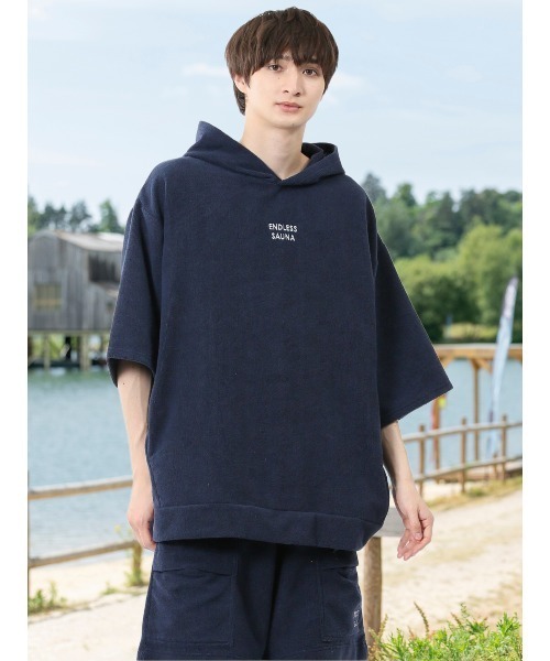TAKA-Q（タカキュー）の「【マシンウォッシャブル】タカキュー Sauna Camp×T/Q パイルポンチョ(セットアップ可能)（パーカー・メンズ・ネイビー/ブラック/カーキ・FREE）」の3枚目の写真
